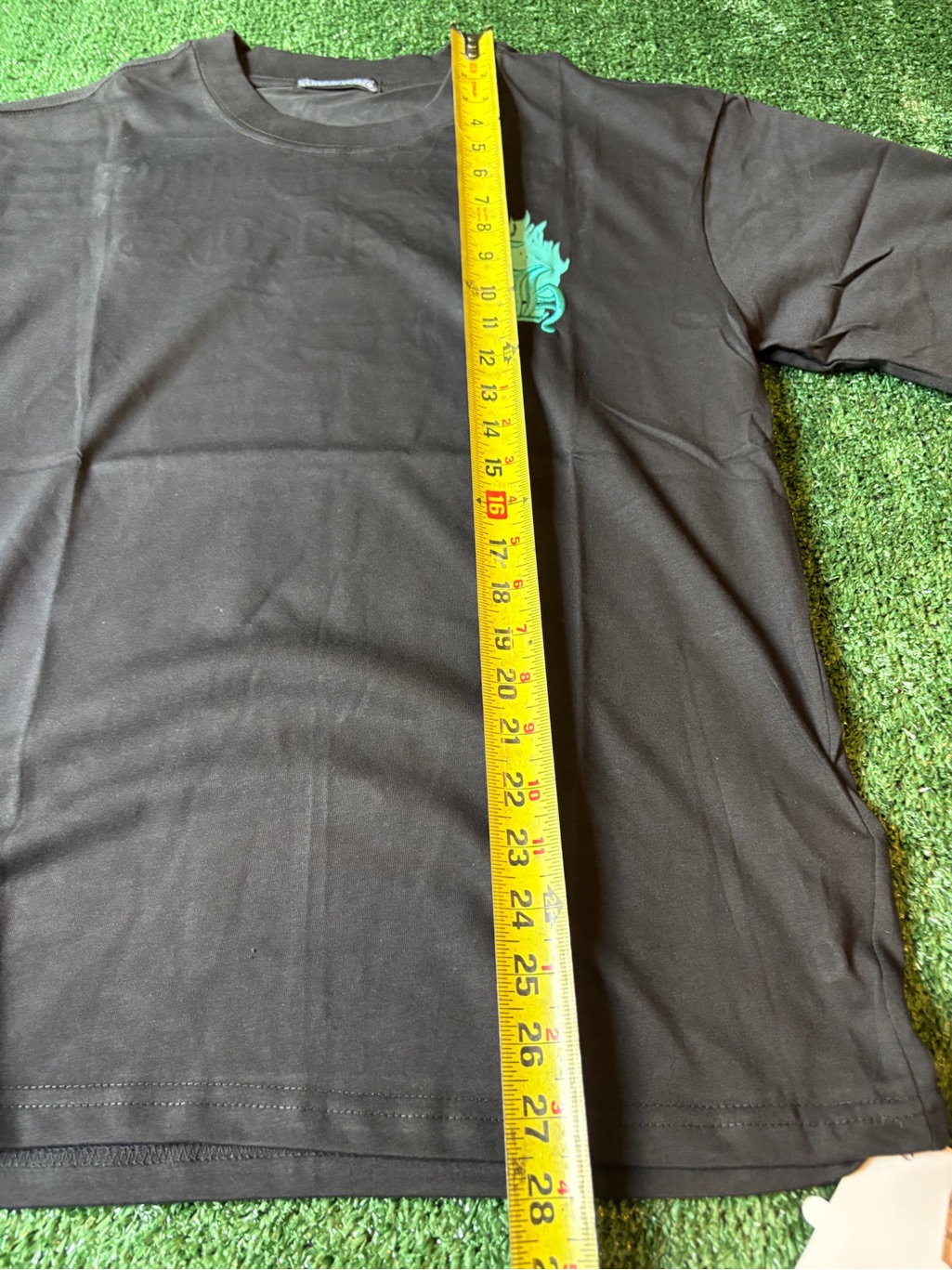 Men's Black Short-Sleeve Tee With Teal Crest Logo — image 6 of 6